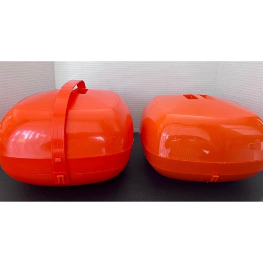 VTG 1960s/70s Plastic Picnic Caddy, Orange Space Age Atomic